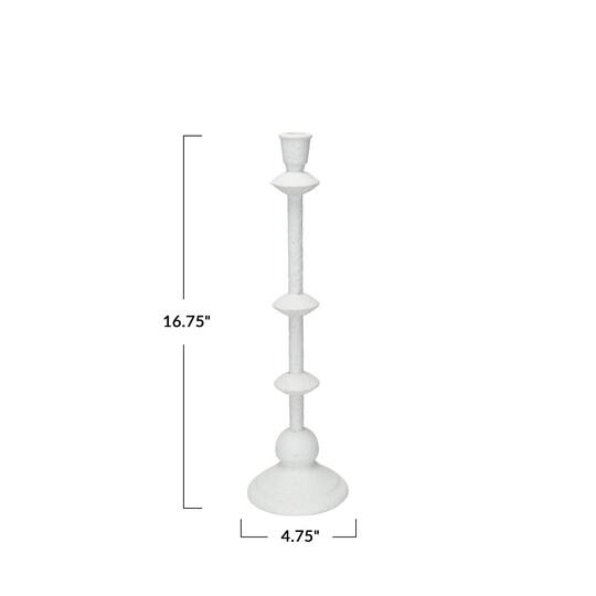 Hello Honey® Antique White Sand Finish Tall Metal Taper Candle Holder